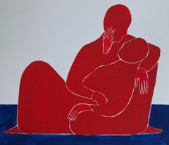 In einer Umarmung. Figuratives Gemälde auf Papier, junge Kunst, lebhafte, europäische Kunst