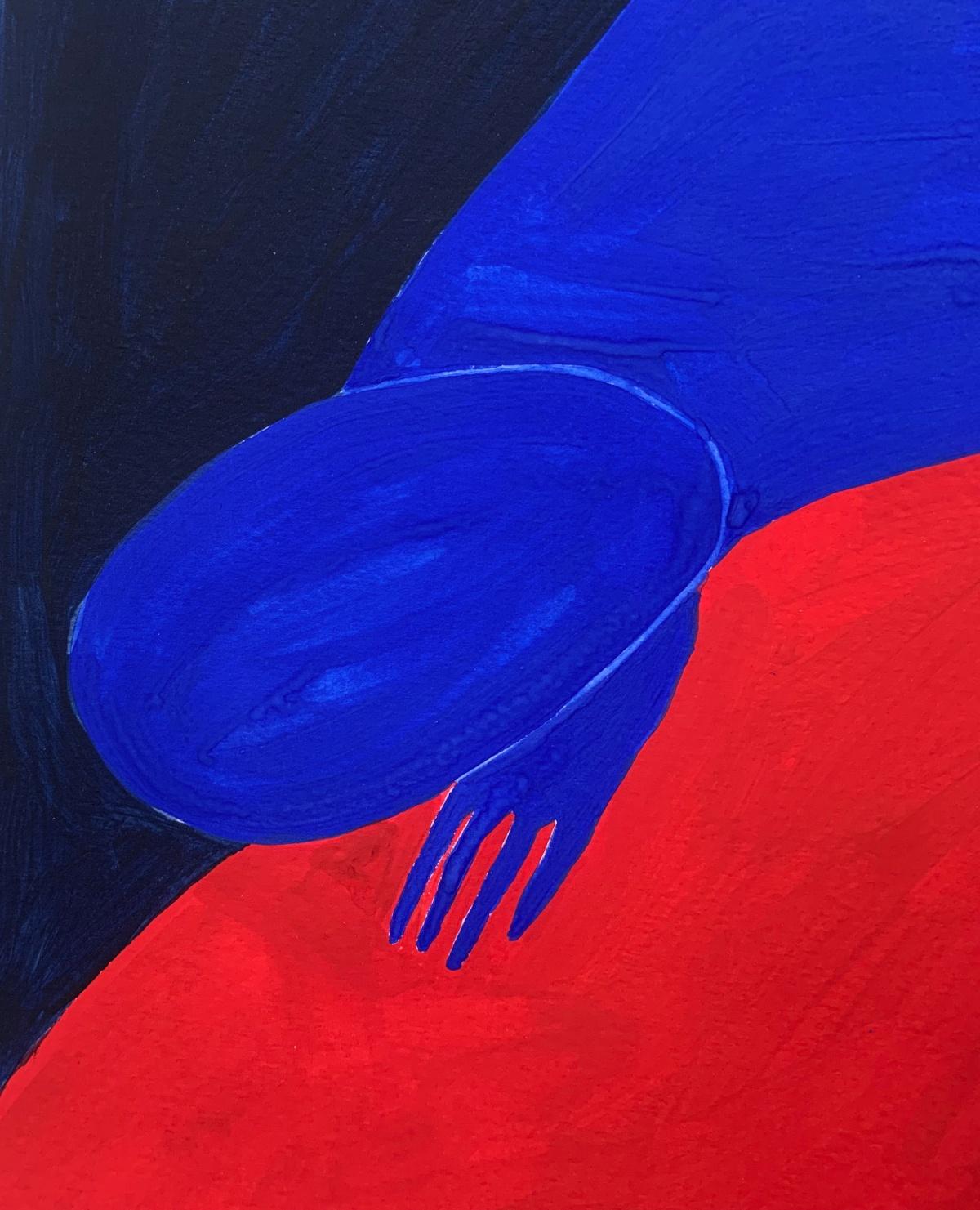 En brazos de Morfeo Pintura figurativa sobre papel, Arte joven, Vibrante, Arte europeo - Figurative Painting Púrpura de Waleria Matelska