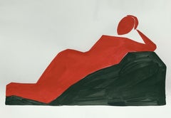Lying down. Figurative Painting on Paper, Young art, Vibrant, European art