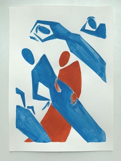 On the other side. Figurative Painting on Paper, Young art, Vibrant European art
