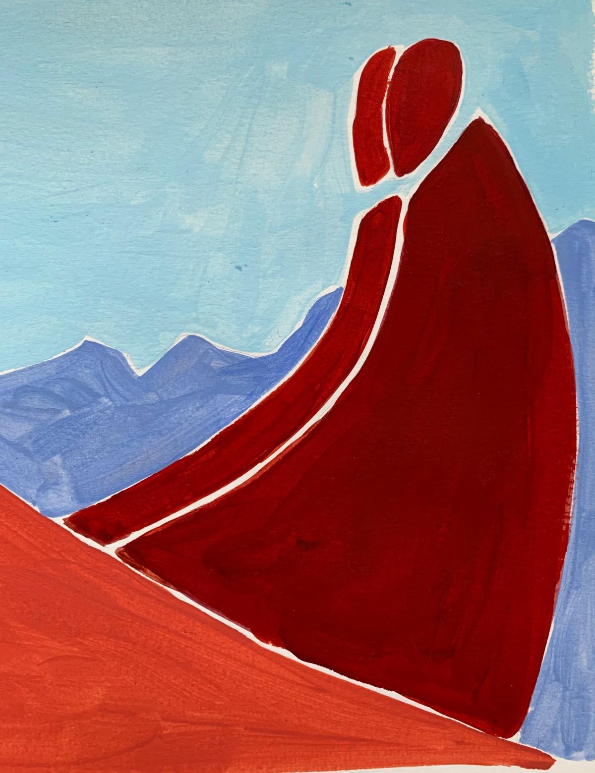 Parents - Figurative Painting on Paper, Young art Minimalism, Vibrant  For Sale 2