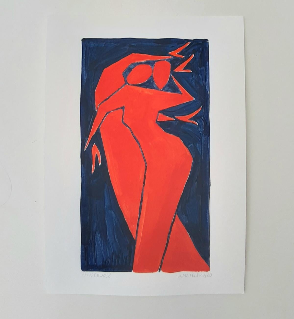 Waleria Matelska A fusion Figurative Acrylic Painting on Paper