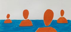 Standing in a water - Painting on Paper, Young art Minimalism, Vibrant