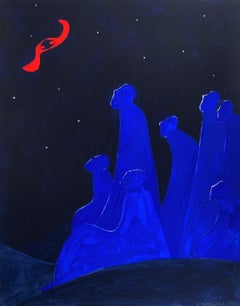Notte stellata. Pittura figurativa su carta, Arte giovane, Vibrante, Arte europea