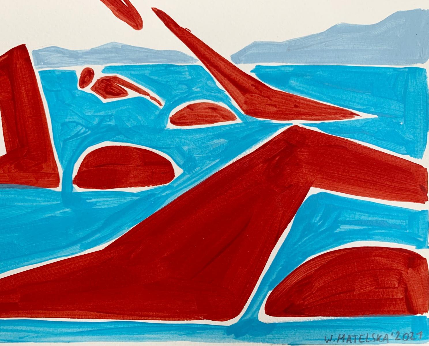 Swimmers. Figurative Painting on Paper, Young art, Vibrant, European art For Sale 2