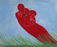 The wind. Figurative Painting on Paper, Young art, Vibrant, European art