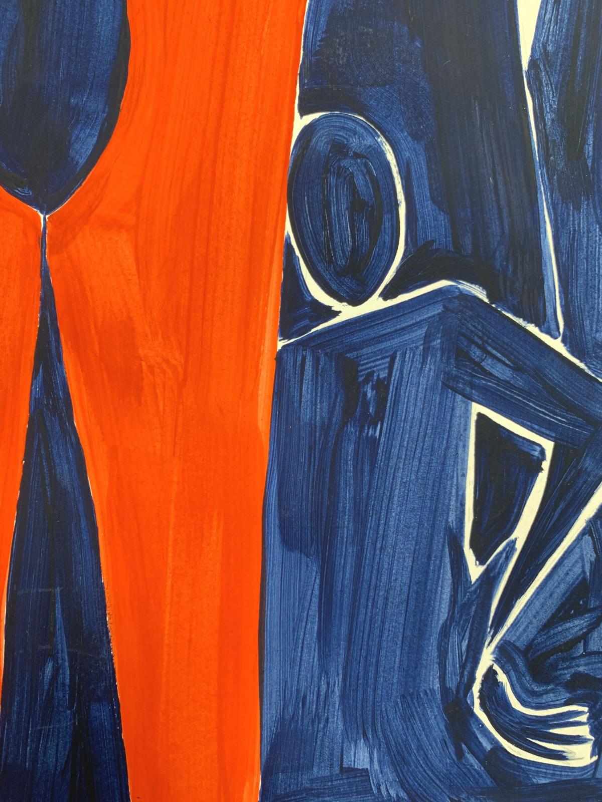 Twins. Figurative Painting on Paper, Young art, Vibrant, European art For Sale 4