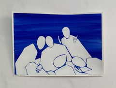 Weiße Zahlen. Figuratives Gemälde auf Papier, junge Kunst, lebhafte, europäische Kunst