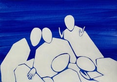 White figures. Figurative Painting on Paper, Young art, Vibrant, European art