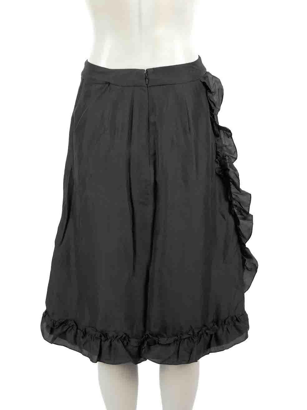 Wales Bonner Black Silk Embellished Frill Skirt Size M In New Condition For Sale In London, GB