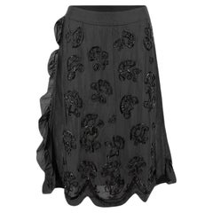 Wales Bonner Black Silk Embellished Frill Skirt Size M