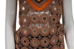 Wales Bonner Marimba Crotched Top Größe XL IT 46 Braun Gelb Baumwolle ärmellos