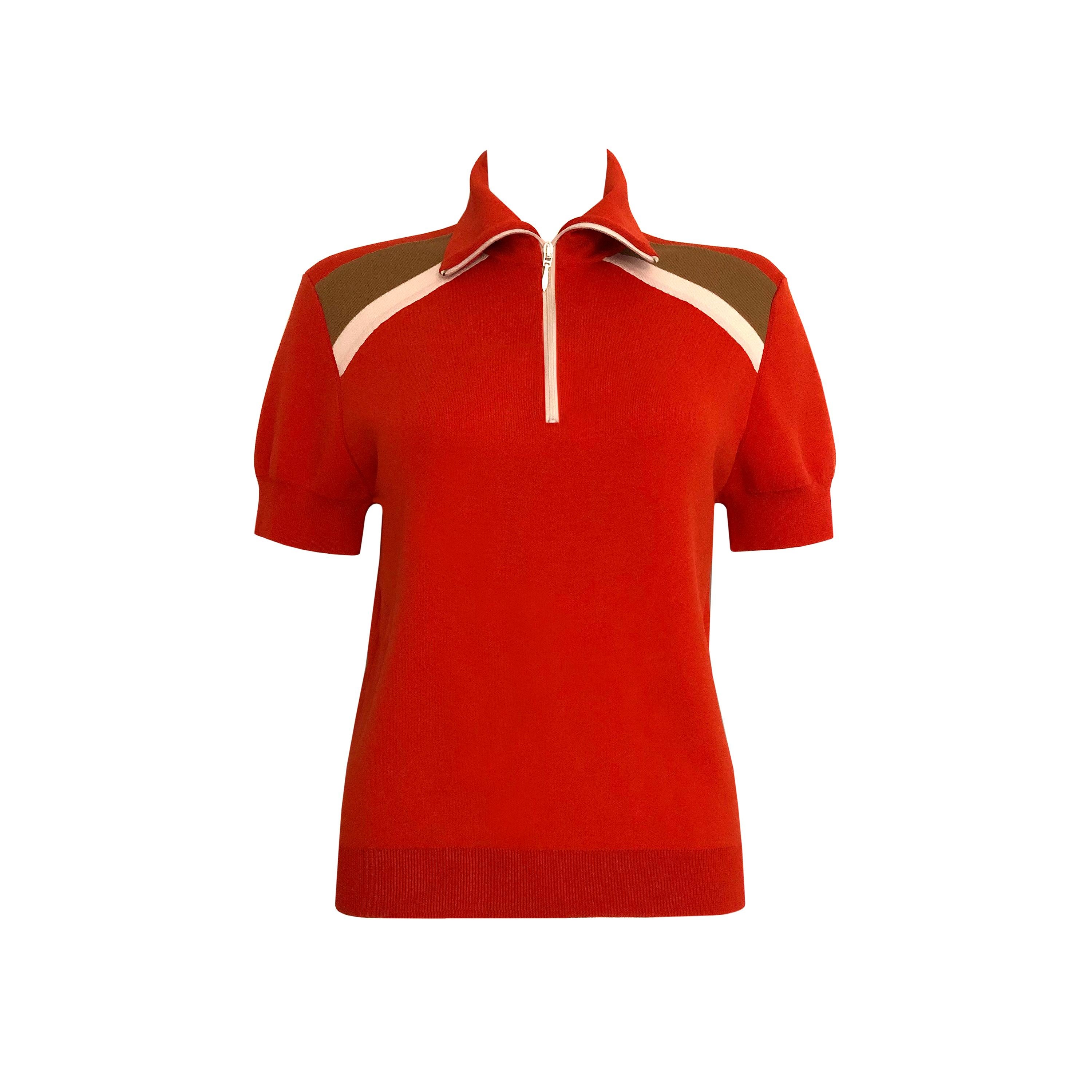 Wales Bonner - Top 'Volta Jazz' - Viscosa elasticizzata - Rosso, Marrone + Bianco sporco in vendita 3