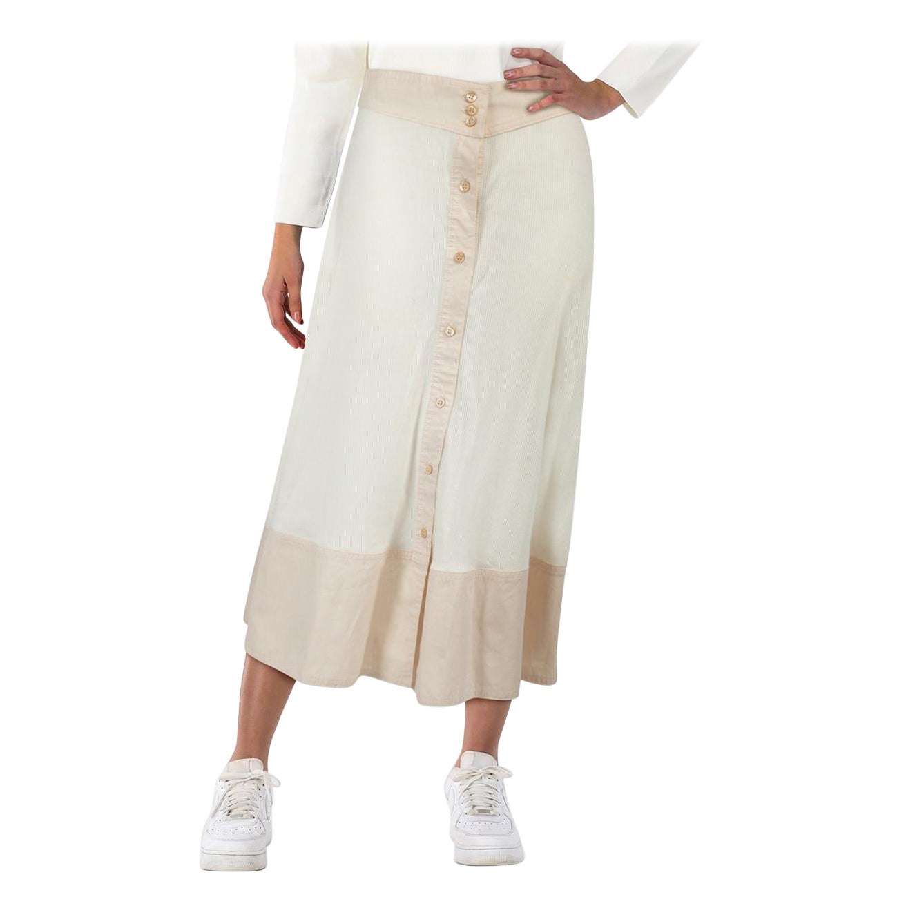 Wales Bonner White Ribbed Jersey Midi Skirt Size S in vendita