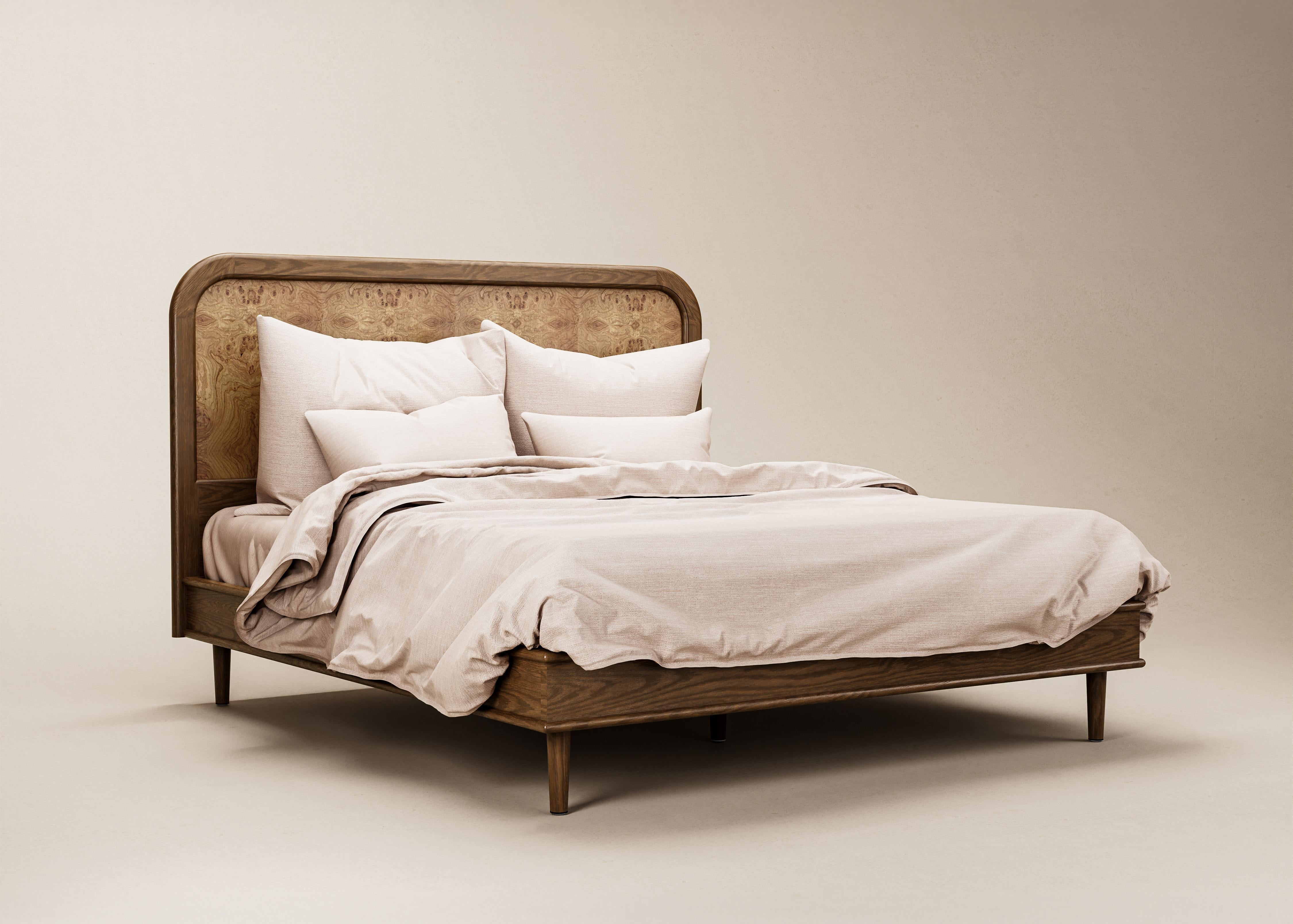 Mid-Century Modern Danish Walford Bed in Rattan & Natural Oak — USA Cali King For Sale 7