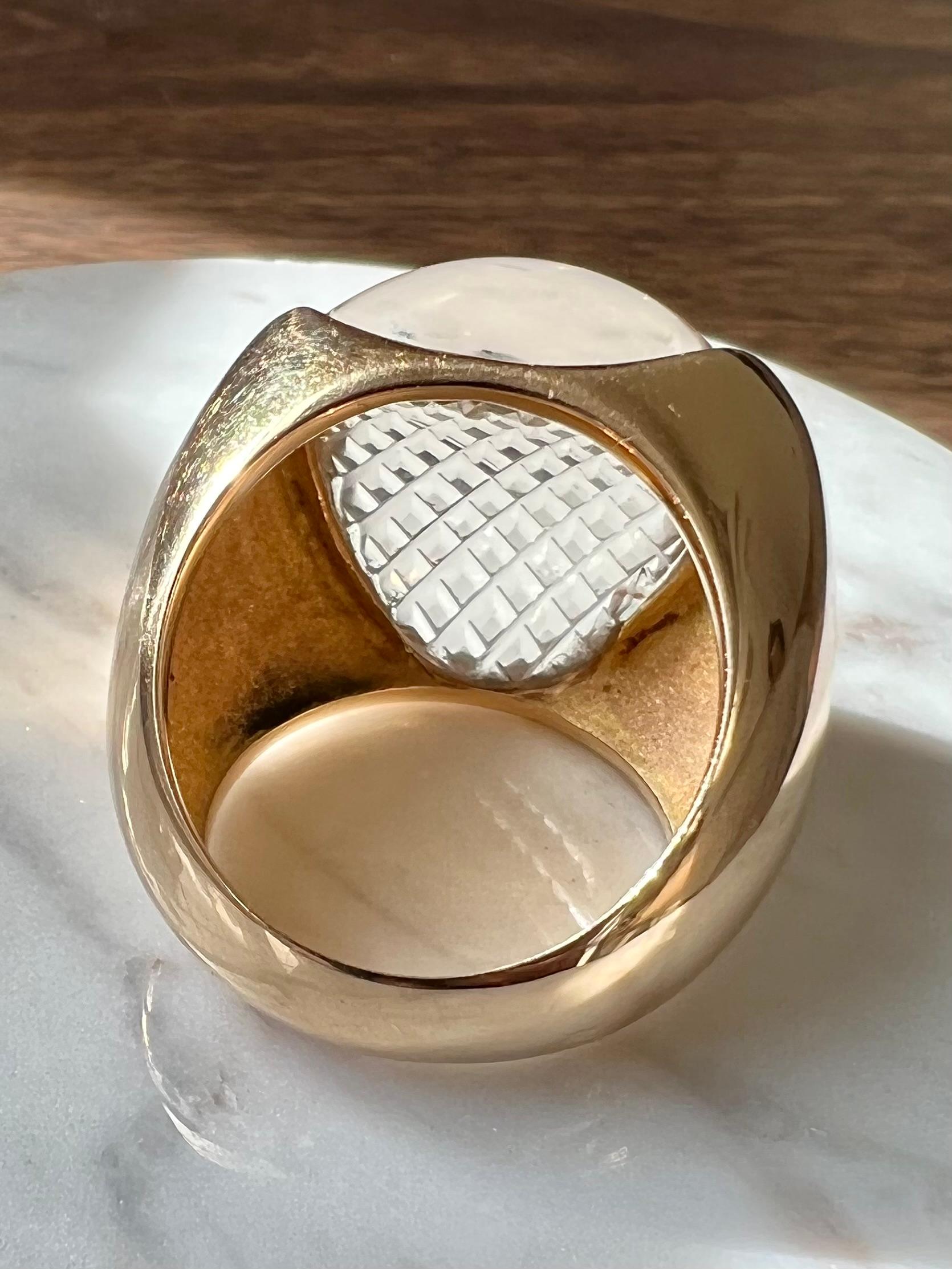 Walid Akkad Carved Rock Crystal Limited Edition Ring in 14K Gold  3