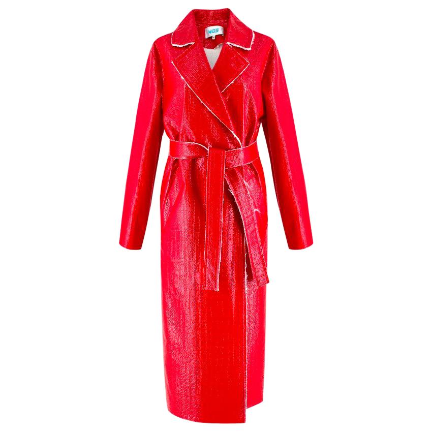 Walk of Shame Moscow Red Laminated Tweed Coat IT 40