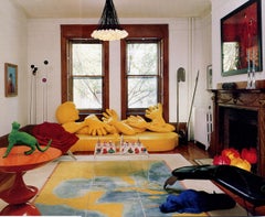 Yellow and Blue Gulf Map 'Walk on Water' Handtufted Wool Rug