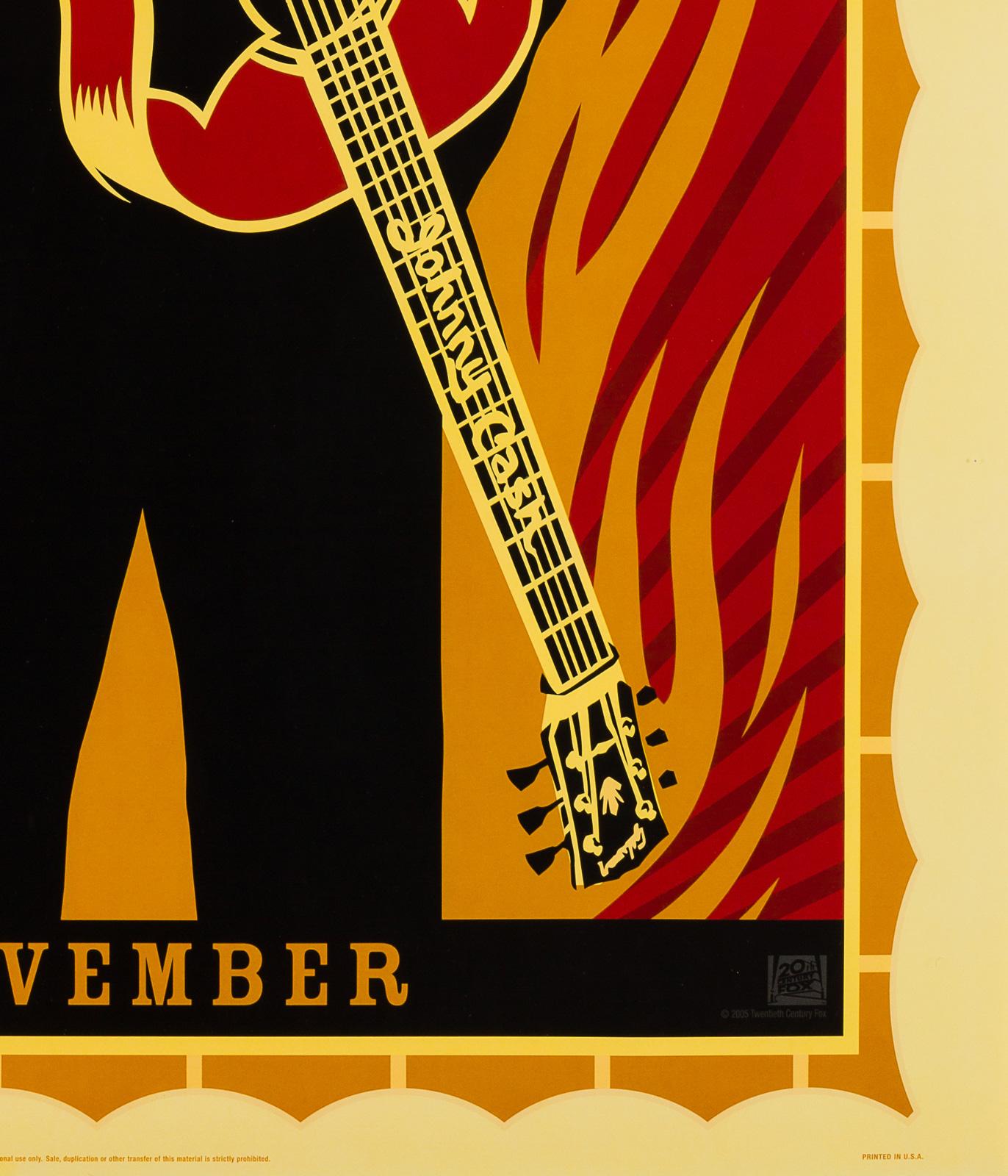 We adore the design on the US 1 sheet advance (double-sided) film poster by contemporary American artist Shepard Fairey for Johnny Cash biopic “Walk the Line”. One of the few relatively recent film posters worth adding to your collection.

This