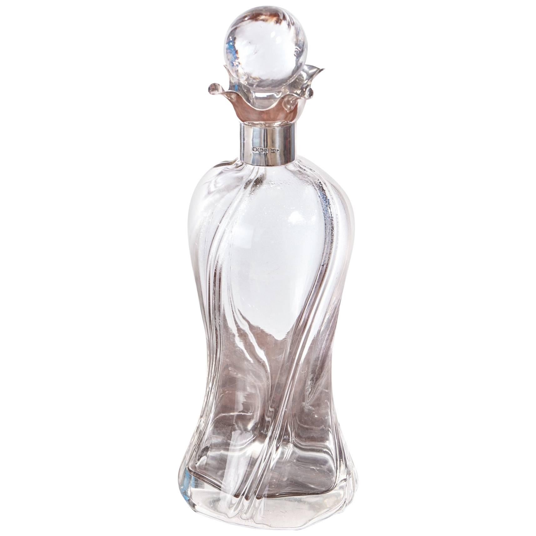 Walker and Hall Antique Hallmarked Silver Collared Decanter