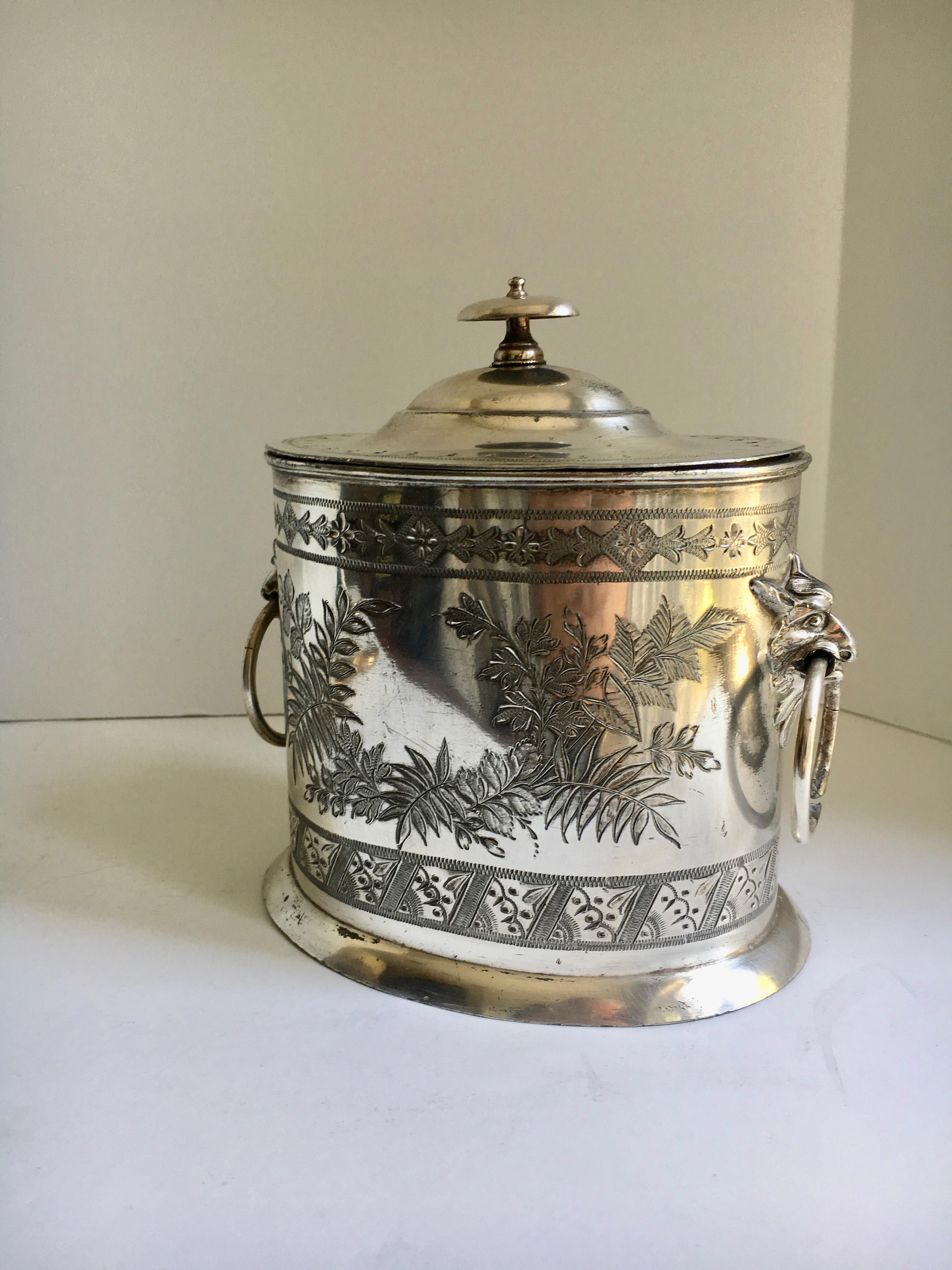 A lovely tea caddy - beautifully aged - use as a tea caddy or to hold notes, supplies or jewelry?

We love the patina and the lions heads handles.
