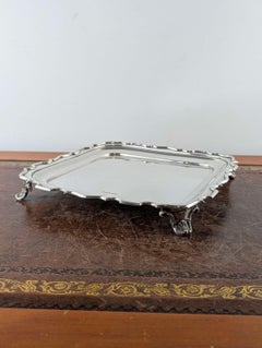 Walker and Hall sterling silver Chippendale style salver tray