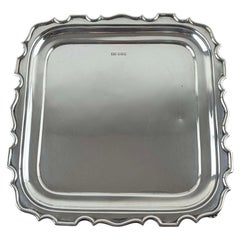 Walker and Hall sterling silver Chippendale style salver tray