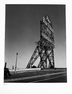 Panneau à ruban bleu « Pabst », Chicago, États-Unis, photographie de paysage en noir et blanc