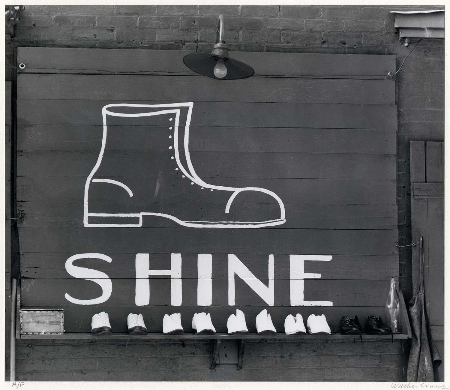 Walker Evans Still-Life Photograph - Shoeshine Sign in a Southern Town