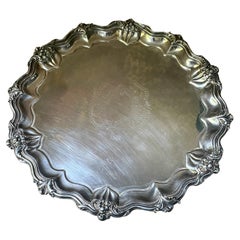 Antique Walker & Hall 1906 Sheffield England Silverplate Salver Footed Tray Plateau 