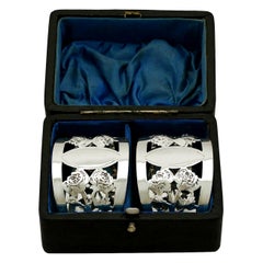 Walker & Hall 1926 Serviettenringe aus Sterlingsilber