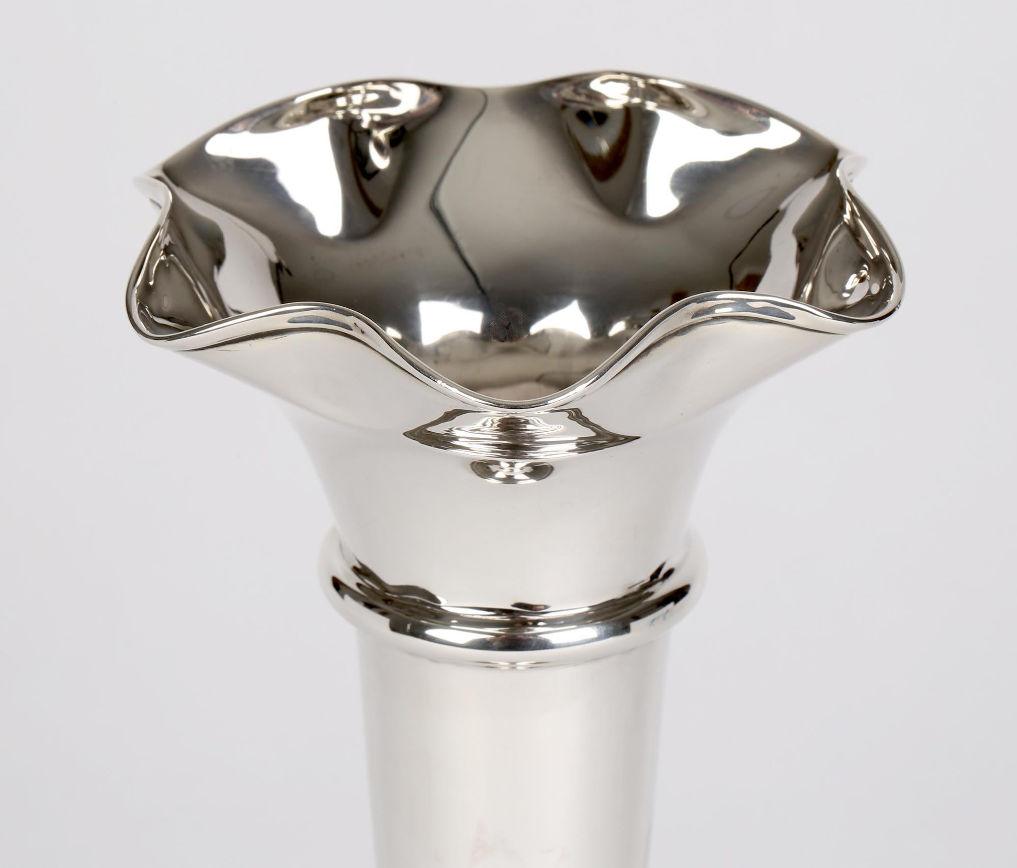 tall silver vase