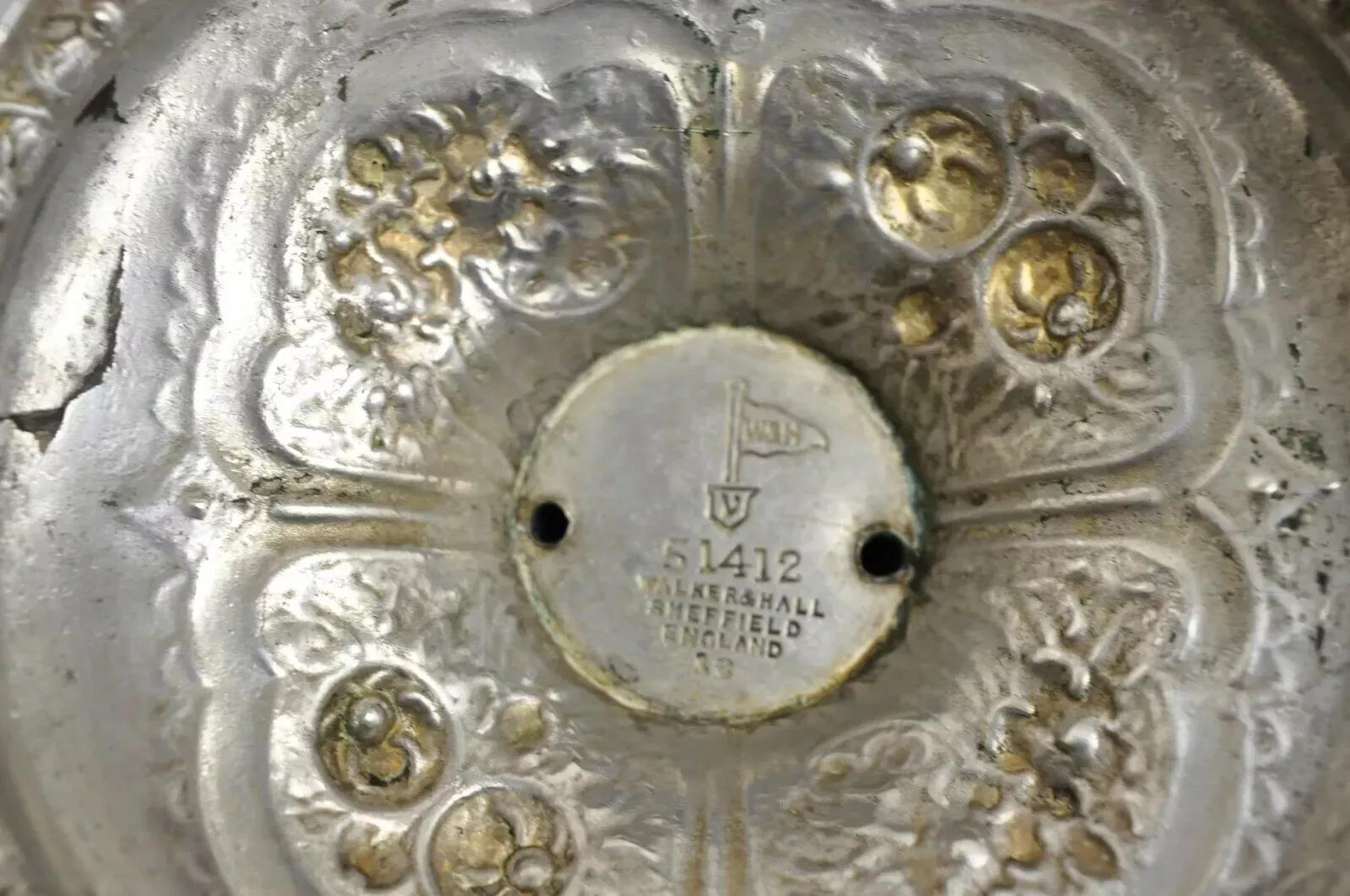 Walker & Hall Sheffield Silver Plated Regency Fruit Shell Compote Platter Stand For Sale 5