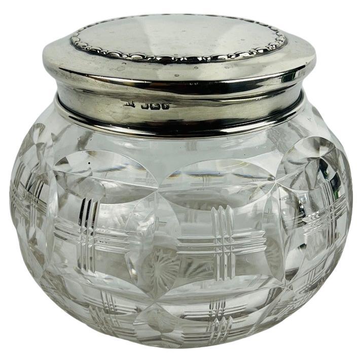 Walker & Hall Sheffield Sterling Silver & Cut Glass Vanity Jar Circa 1917