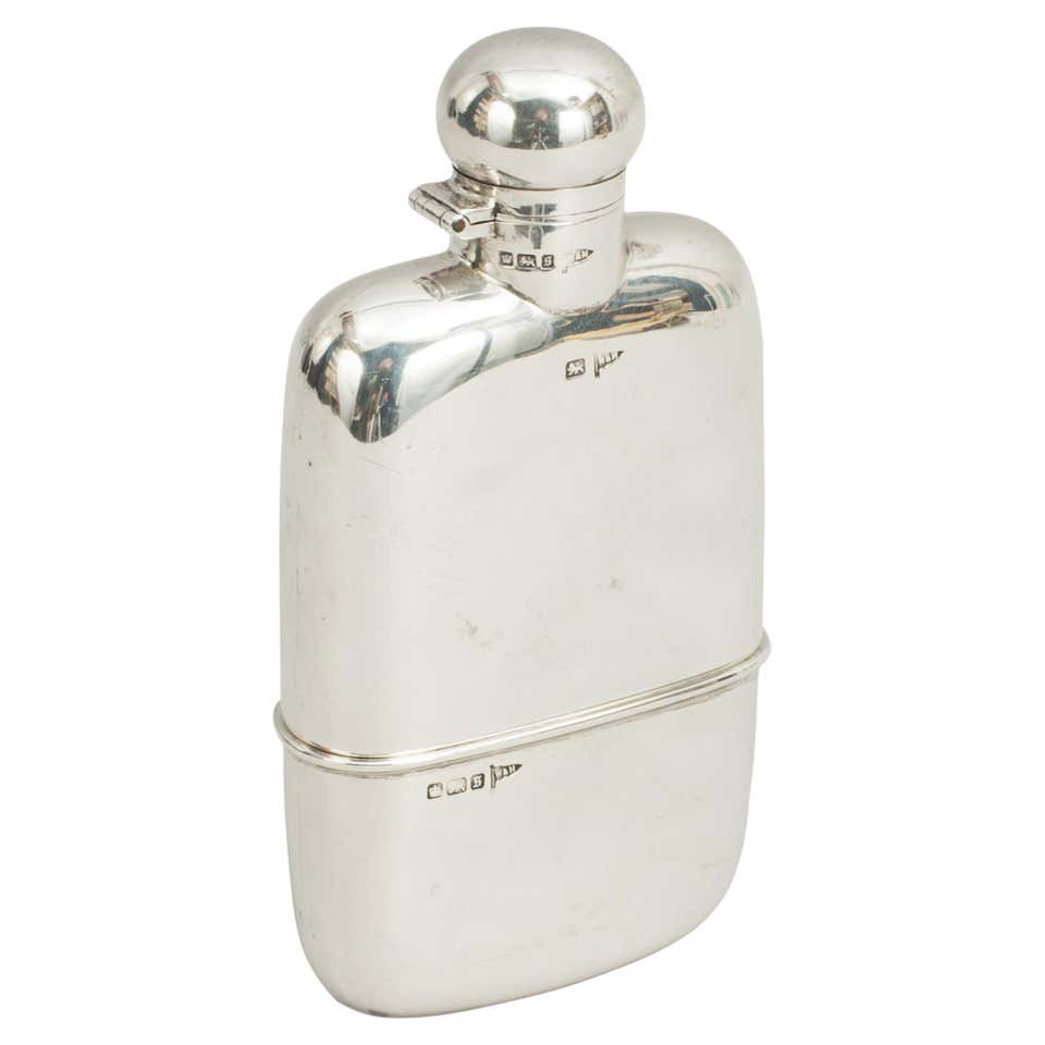 Japanese Mid-Century Etched Chrome Nude Flask and Cigarette Lighter ...