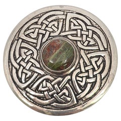 Vintage Walker Metalsmiths Sterling Silver Connemara Marble Plaid Celtic Knot Pin #19118