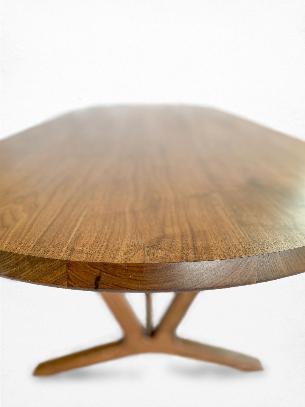 American Walker Table, Modern Oval Dining Table with Sculpted Joinery For Sale