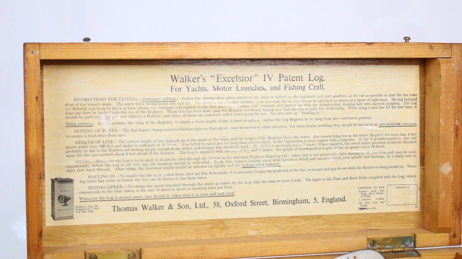 Walker’s Excelsior IV Patent Log For Yachts In Good Condition For Sale In STOKE ON TRENT, GB