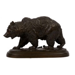 "Schreitender Bär" Französische antike Bronzeskulptur von Isidore Bonheur