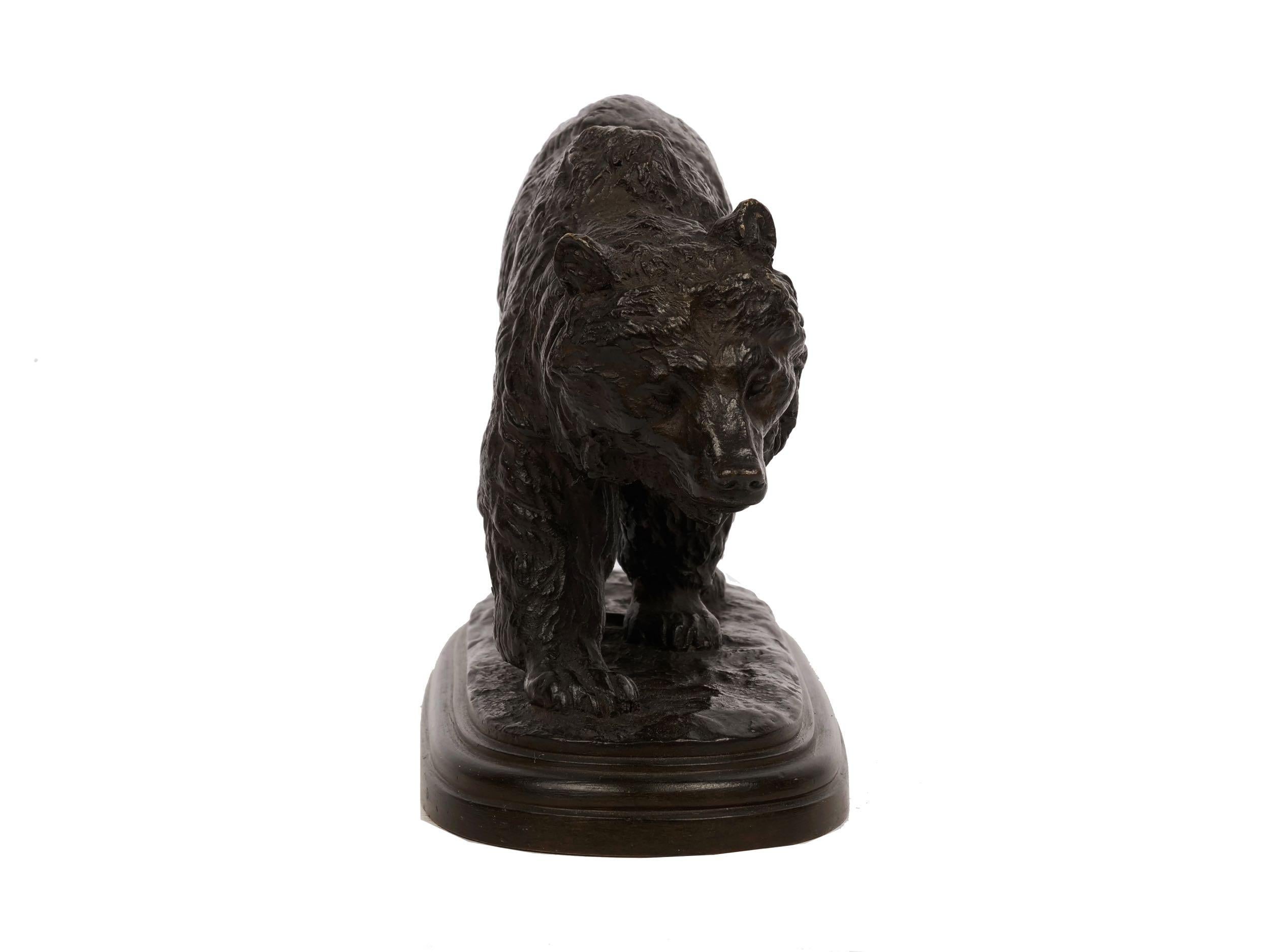 19th Century “Walking Bear” French Antique Bronze Sculpture by Isidore Bonheur