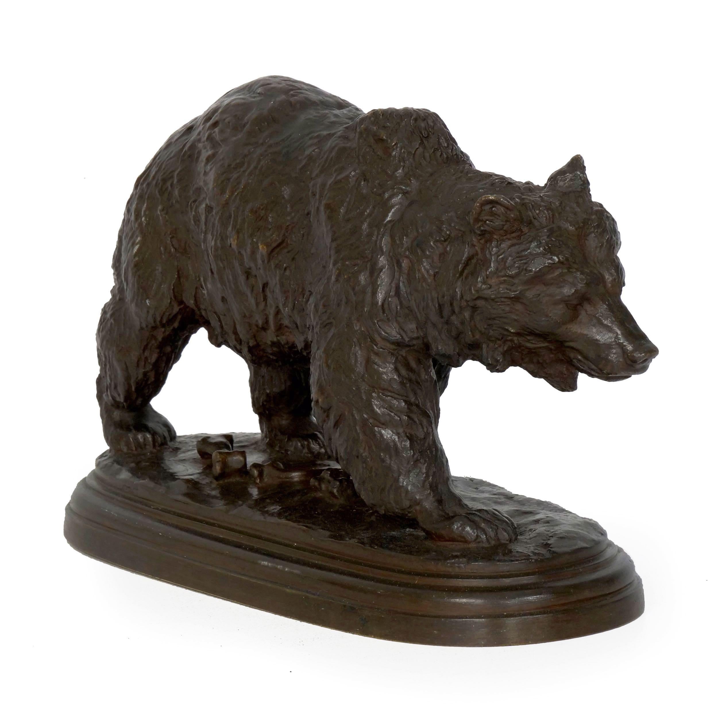 “Walking Bear” French Bronze Sculpture by Isidore Bonheur & Peyrol In Good Condition In Shippensburg, PA