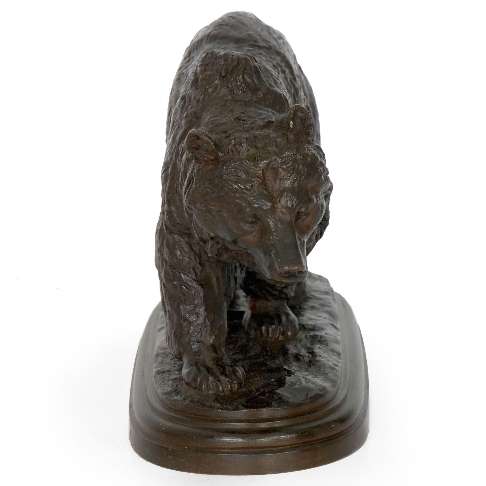 19th Century “Walking Bear” French Bronze Sculpture by Isidore Bonheur & Peyrol