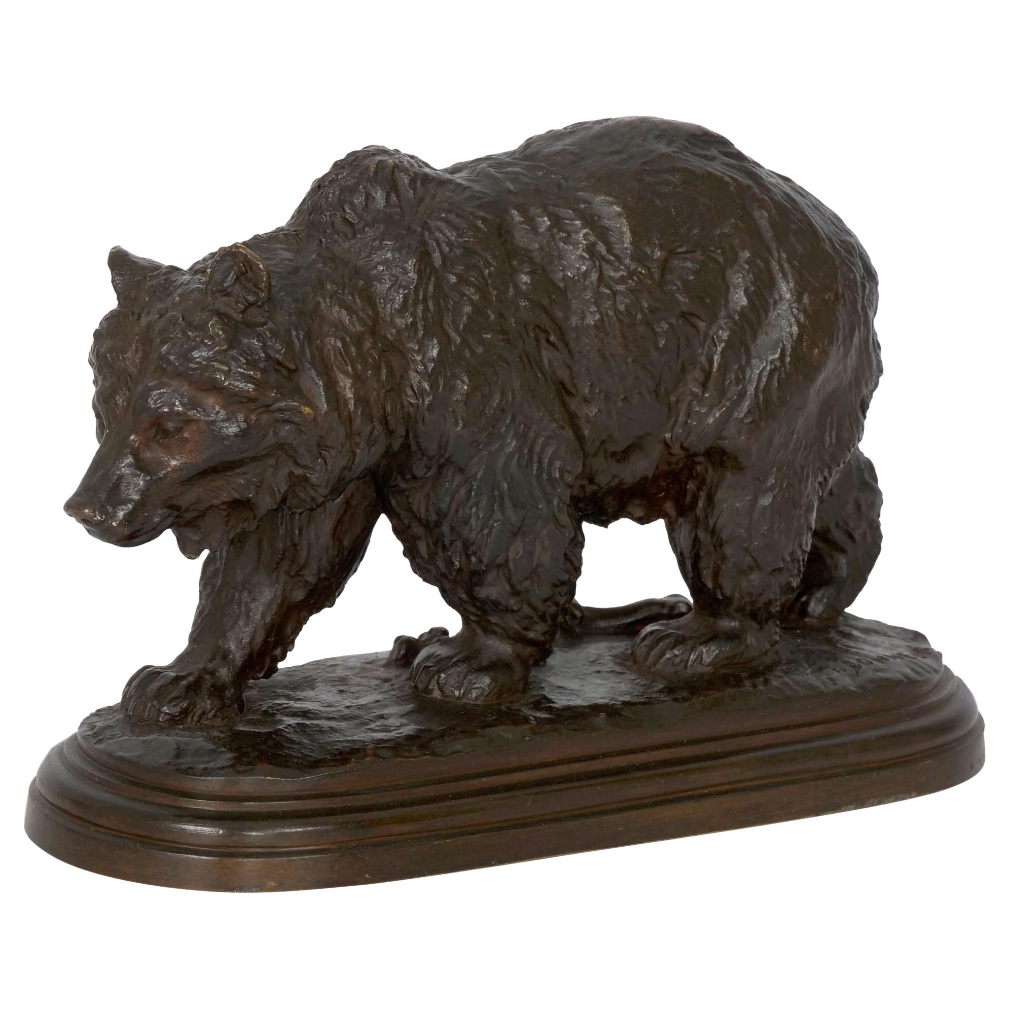 “Walking Bear” French Bronze Sculpture by Isidore Bonheur & Peyrol