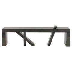 Walking Bench 12ft, solid black marble stone bench for indoor or outdoor use