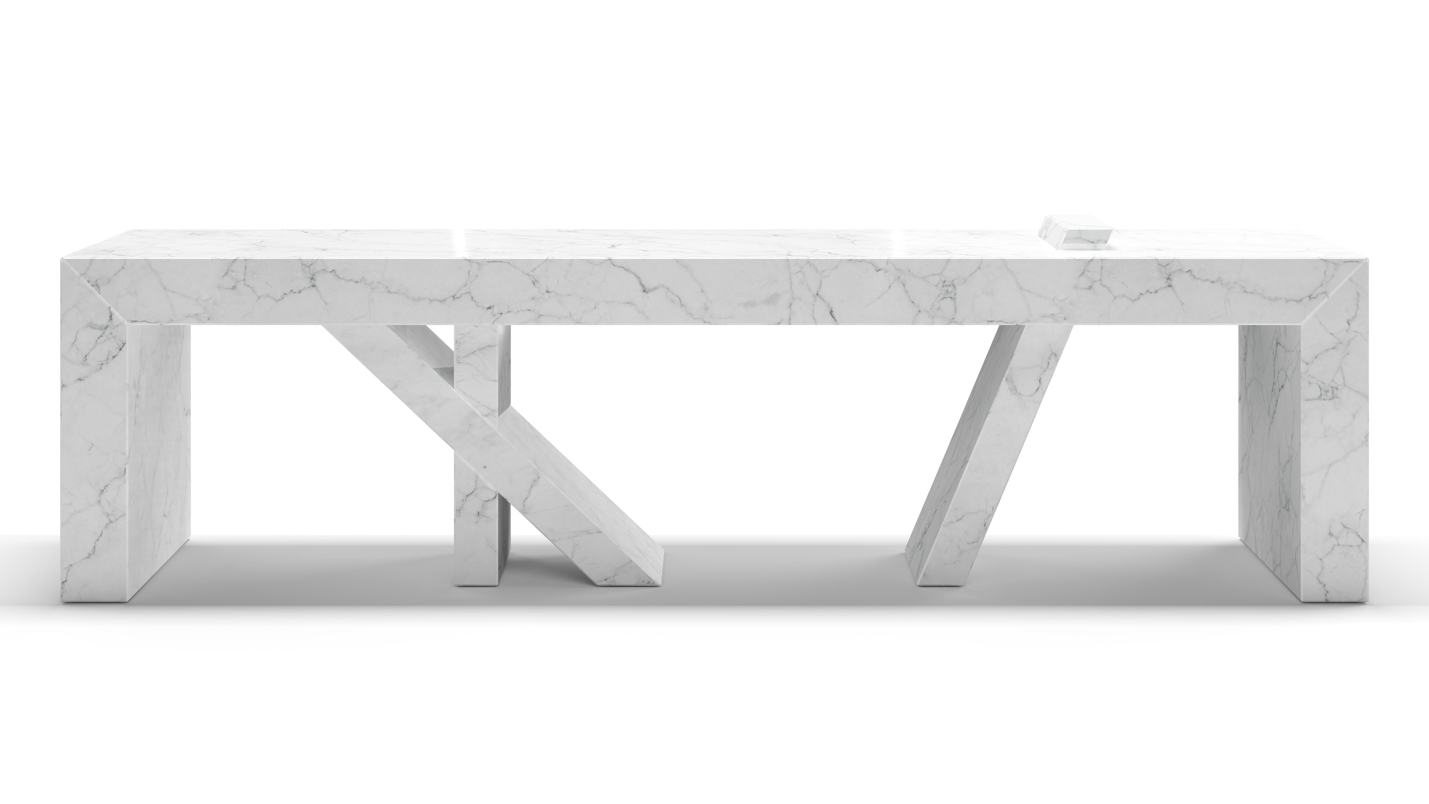 American Walking Bench 6ft, solid white marble stone bench for indoor or outdoor use For Sale