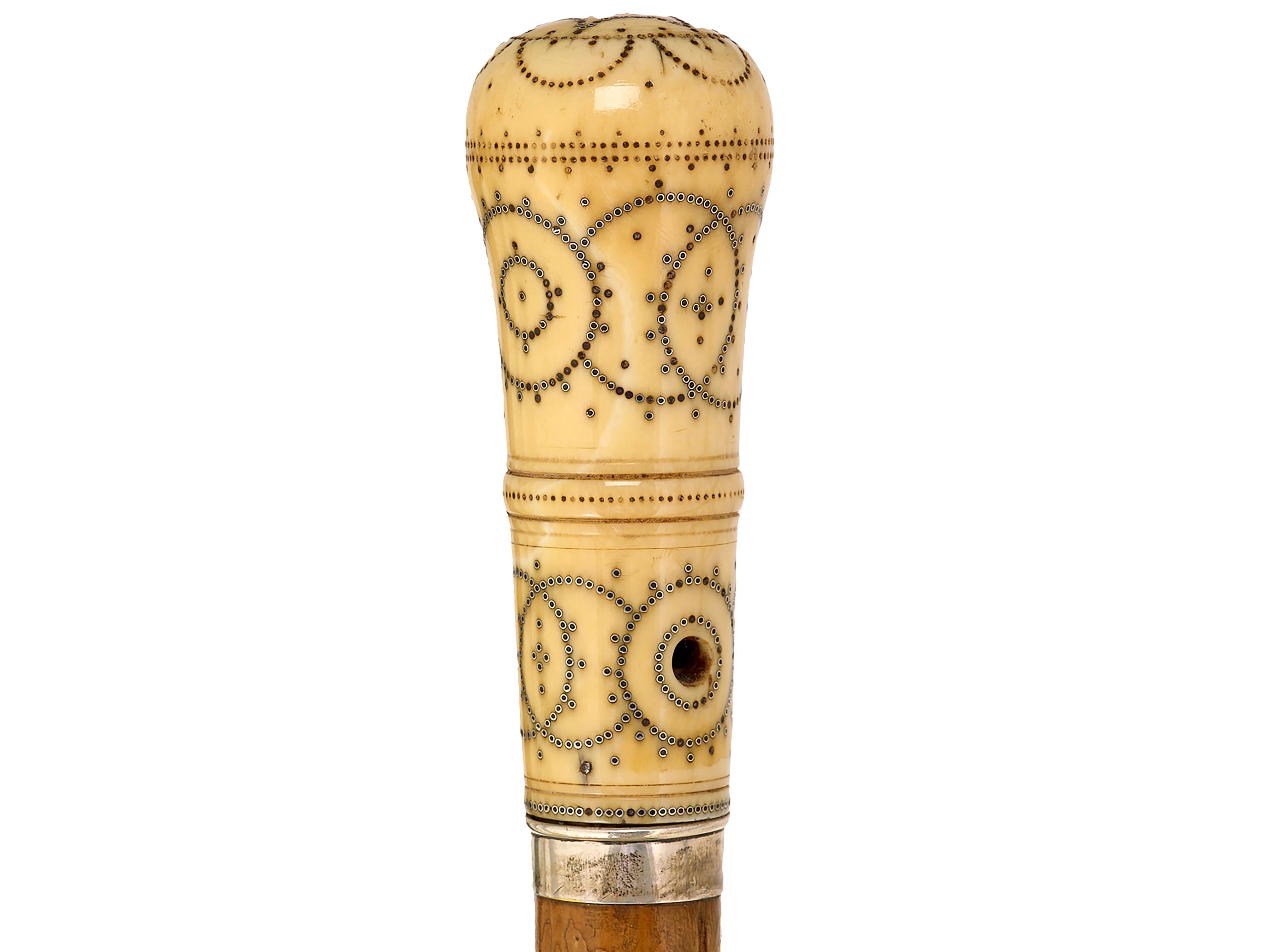 Walking Cane aus dem 17. Jahrhundert mit piquet-Dekor im Angebot 1