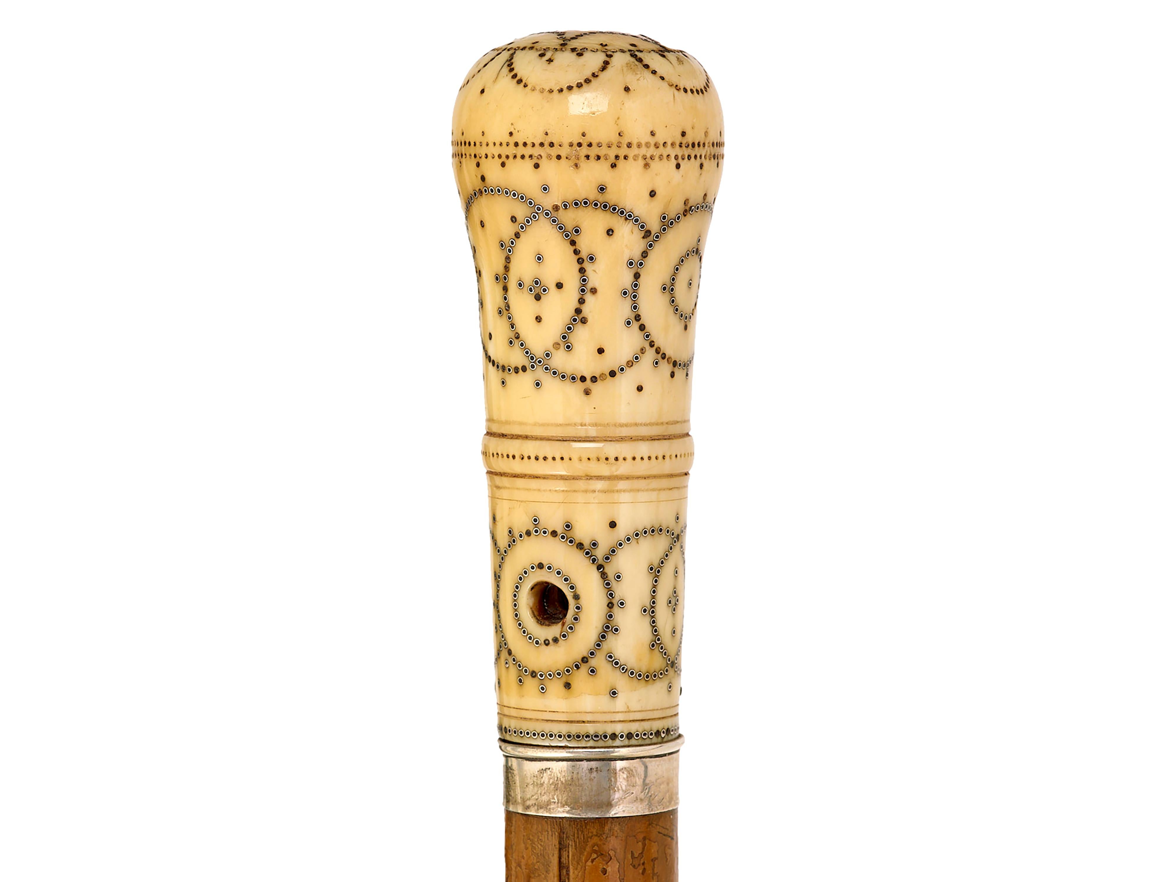 Walking cane 17th century with piquet decoration In Good Condition For Sale In Woking, GB