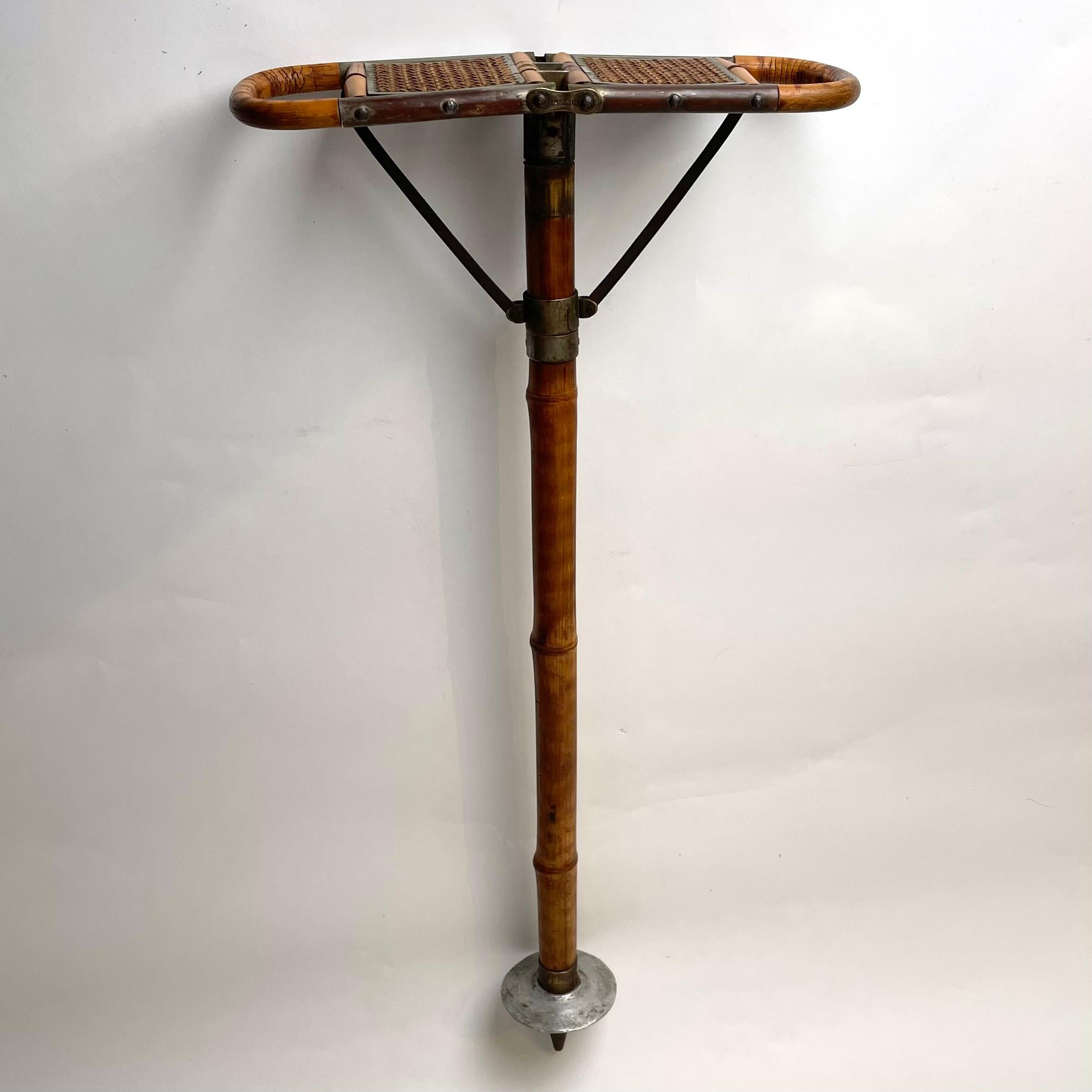Walking Cane with Folding Seat, Bamboo and Rattan Late 19th/Early 20th Century In Good Condition In Knivsta, SE