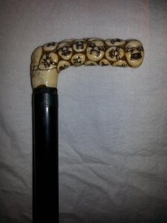Walking Cane with Ivory Faces