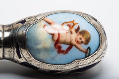 Walking Cherub Sterling Silver Enamel Hand Painted Stick/Cane